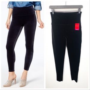 SPANX Velvet black leggings high rise wide waistband new with tags size Large